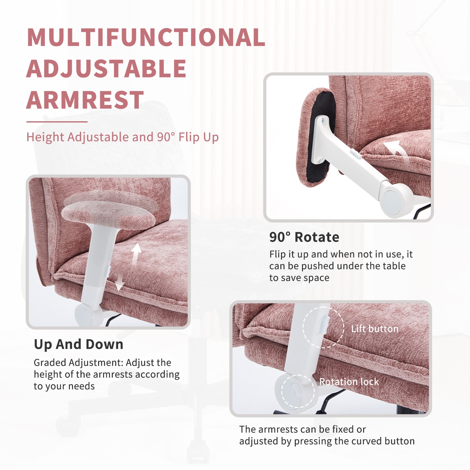 Fancispot Cross Legged Office Chair Height Adjustable Desk Chair_voghion.com